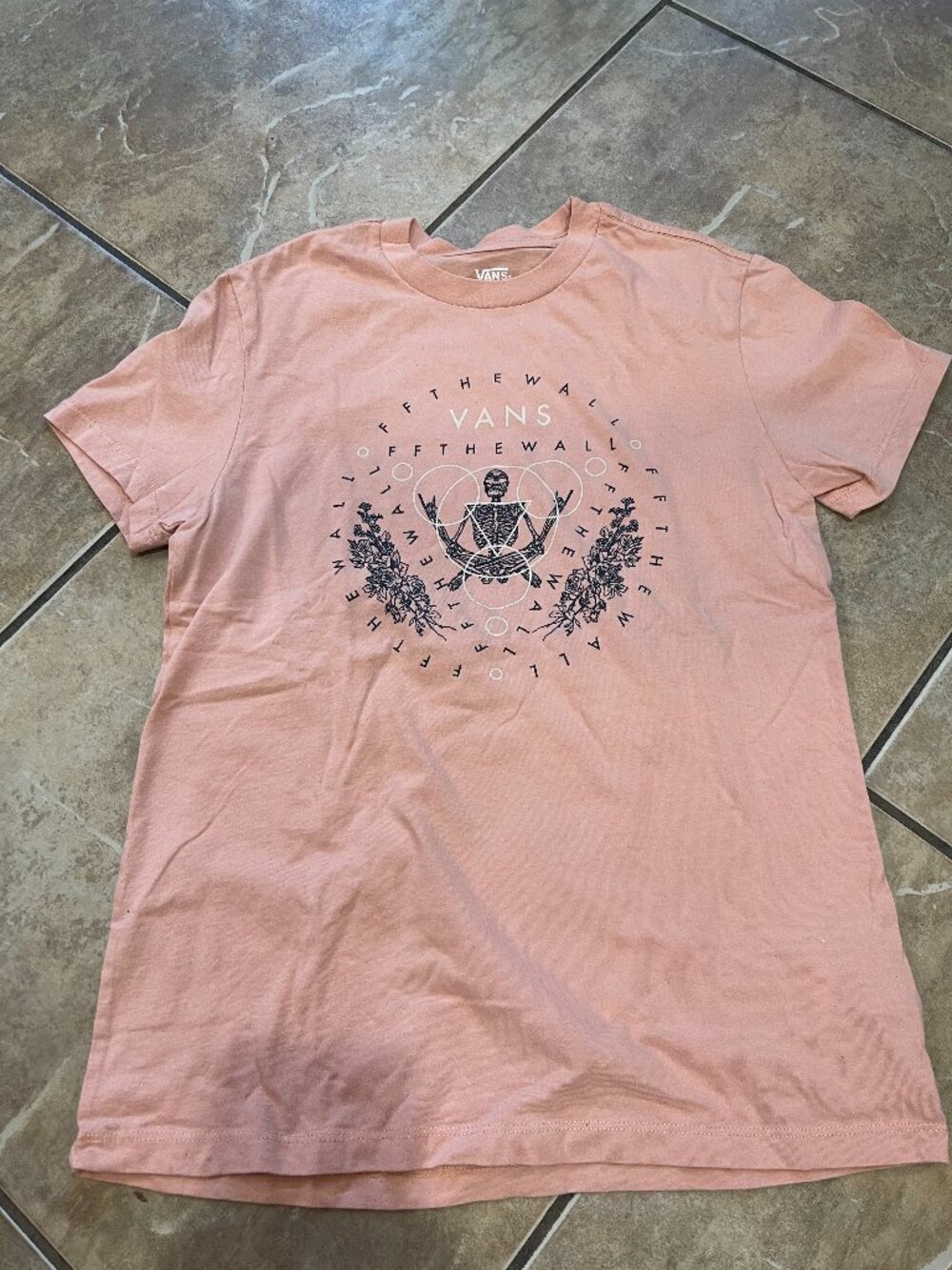 Vans Pink Meditating Skeleton Mandala Floral Graphic Tee XS